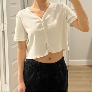 Brandy Melville white v-neck crop top